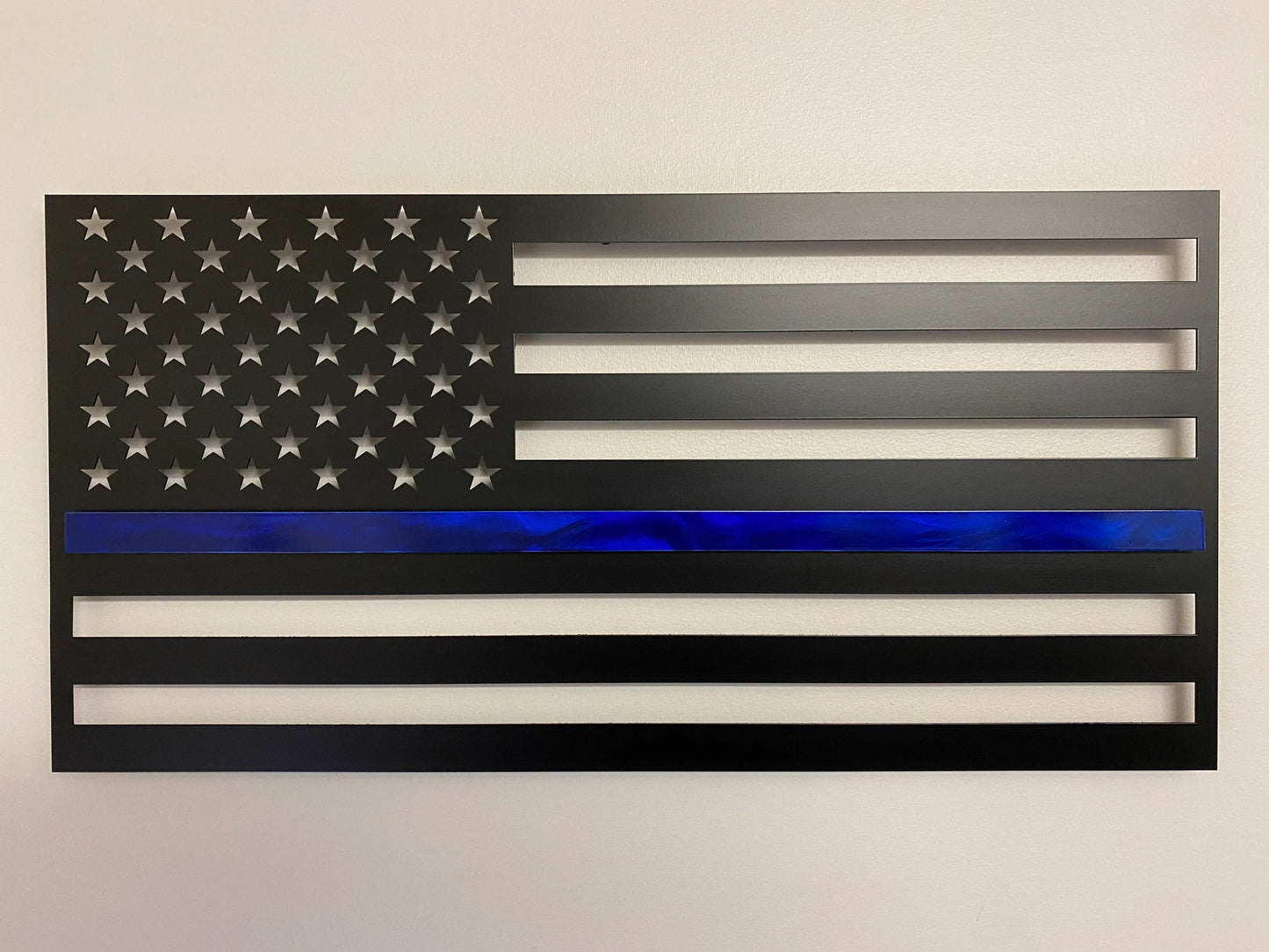 First Responder Metal American Flag: Thin Line, Indoor/Outdoor