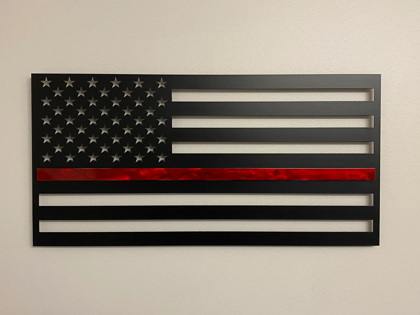 First Responder Metal American Flag: Thin Line, Indoor/Outdoor