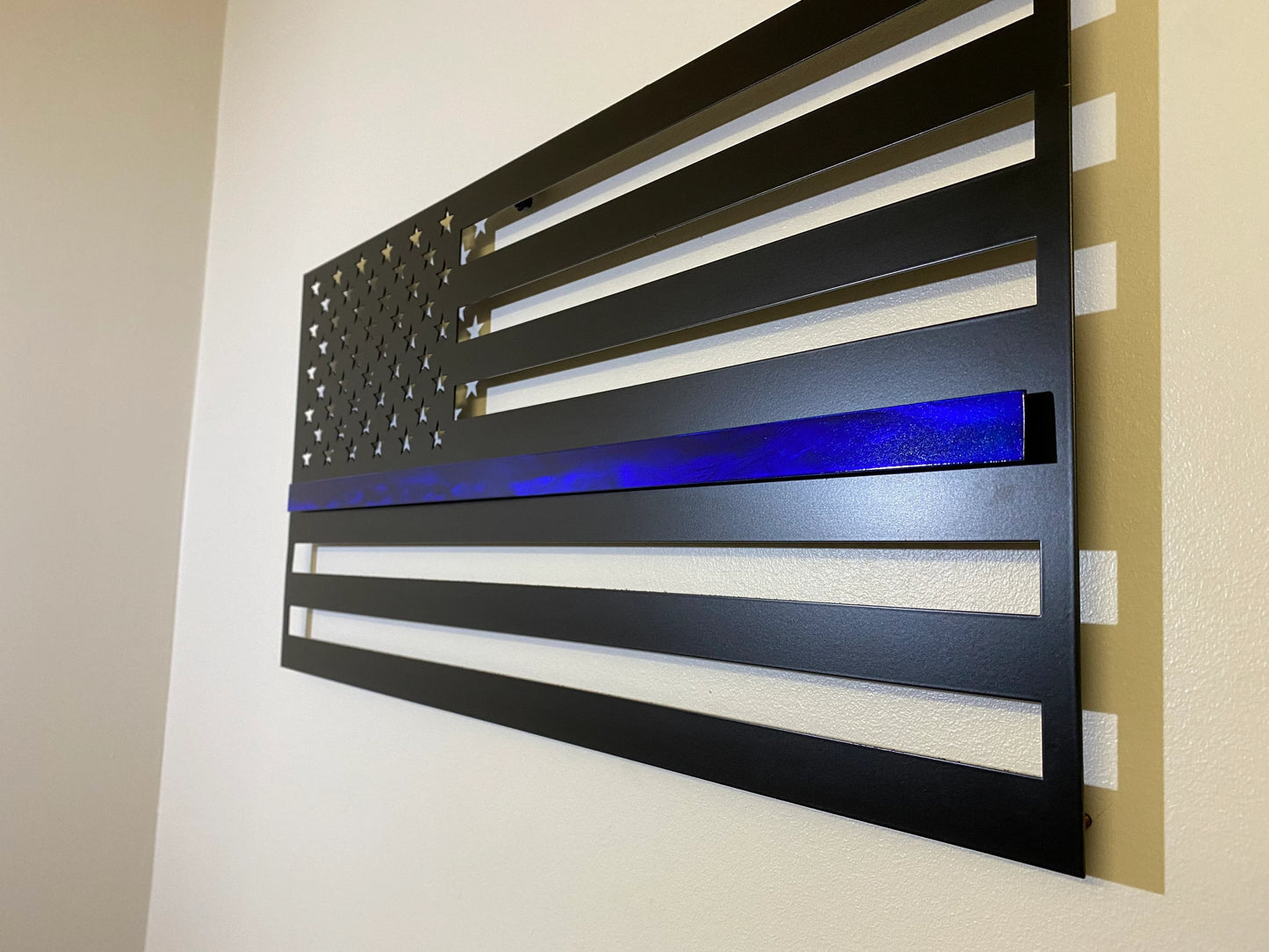 First Responder Metal American Flag: Thin Line, Indoor/Outdoor