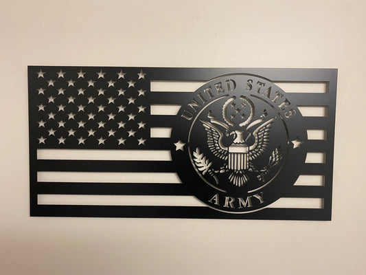 US Army American Flag Metal Wall Art: Patriotic Indoor/Outdoor Sign