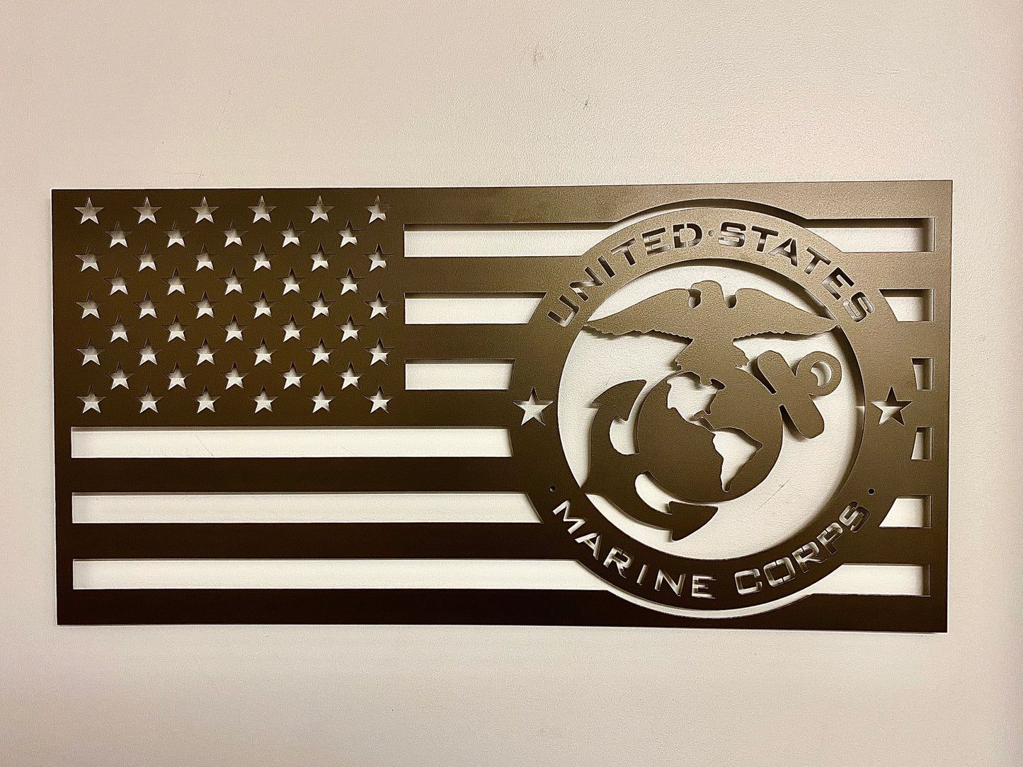 USMC American Flag Metal Wall Art: Patriotic Indoor/Outdoor Sign