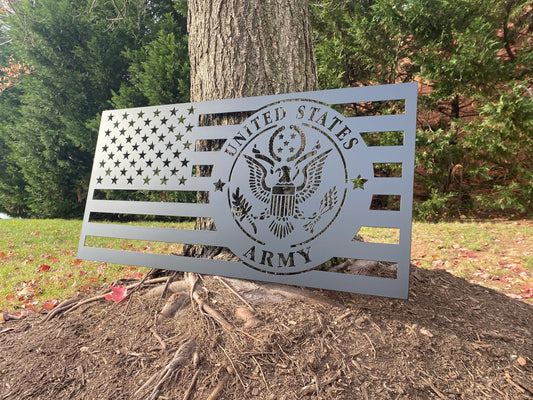 US Army American Flag Metal Wall Art: Patriotic Indoor/Outdoor Sign