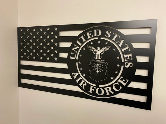 USAF American Flag Metal Wall Art: Patriotic Indoor/Outdoor Sign