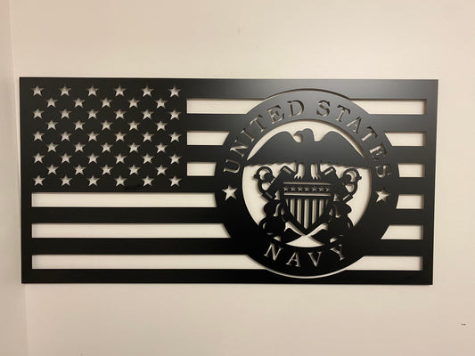 US Navy Metal American Flag Wall Art: Patriotic Indoor/Outdoor Sign