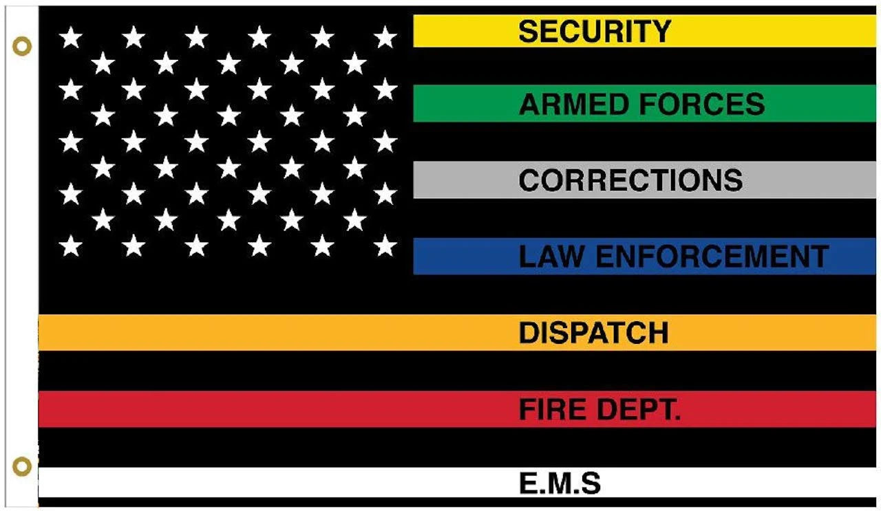 First Responder Metal American Flag: Thin Line, Indoor/Outdoor